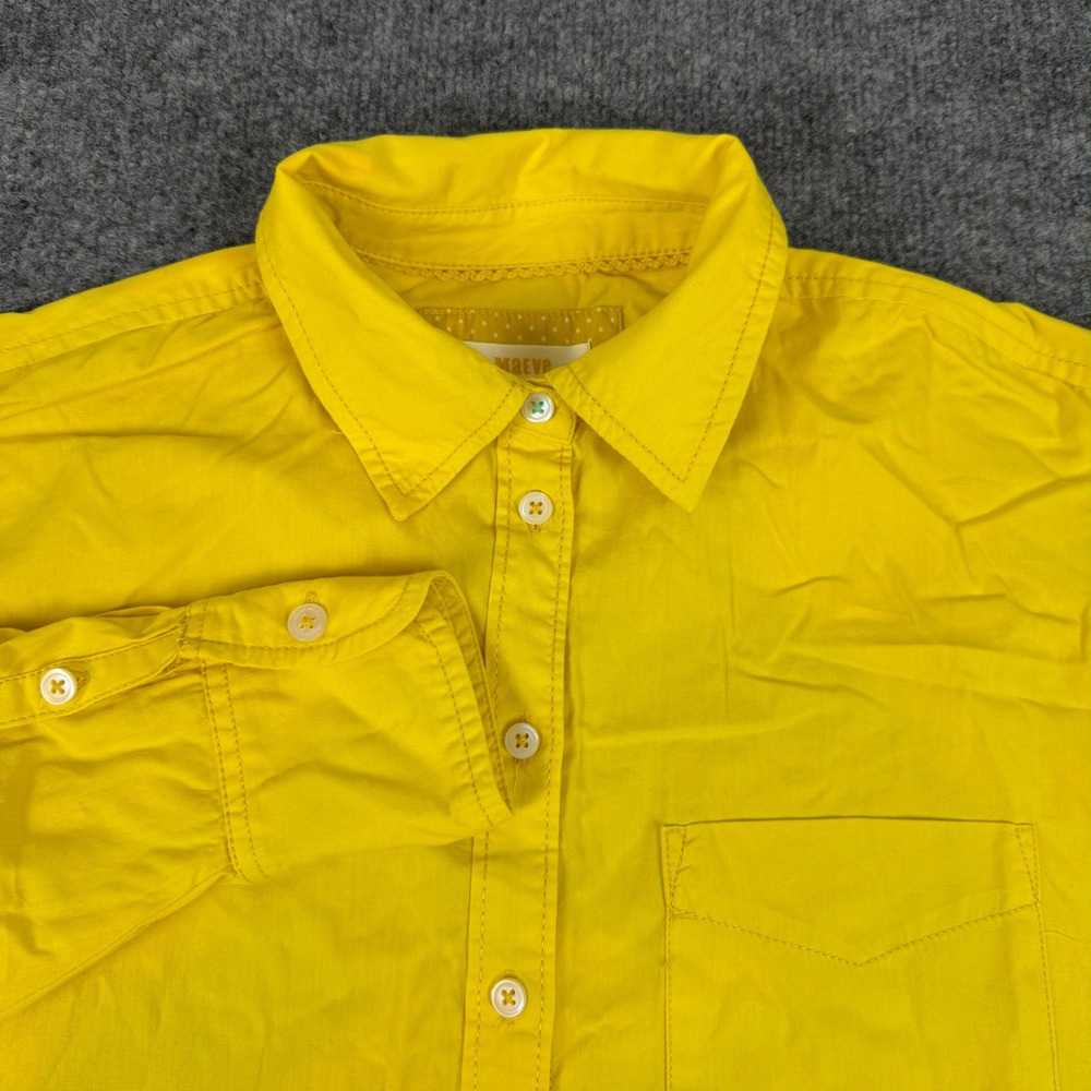 Maeve Anthropologie Button Down Tunic Oversized XS Yellow Cotton EUC